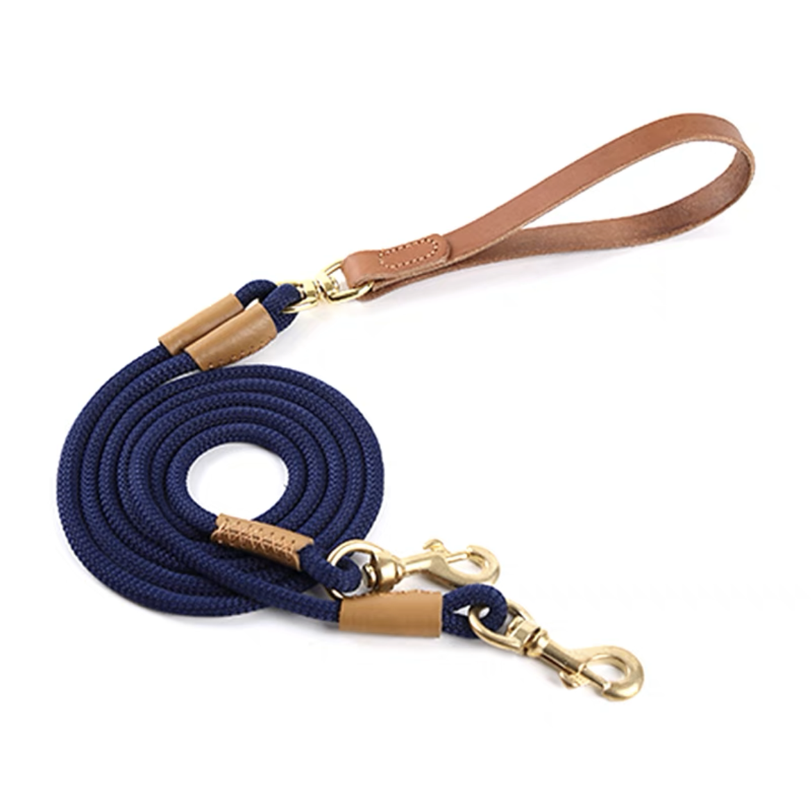 Leather Handle Leash | Navy