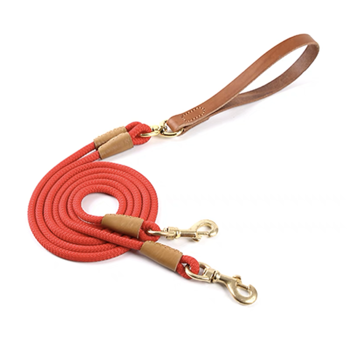 Leather Handle Leash | Red